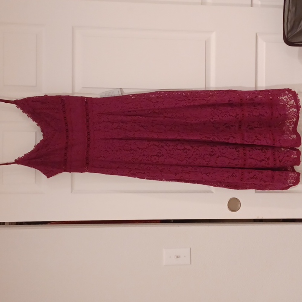 ❤️ NEW NSR Plum Lace Summer Midi Dress Large